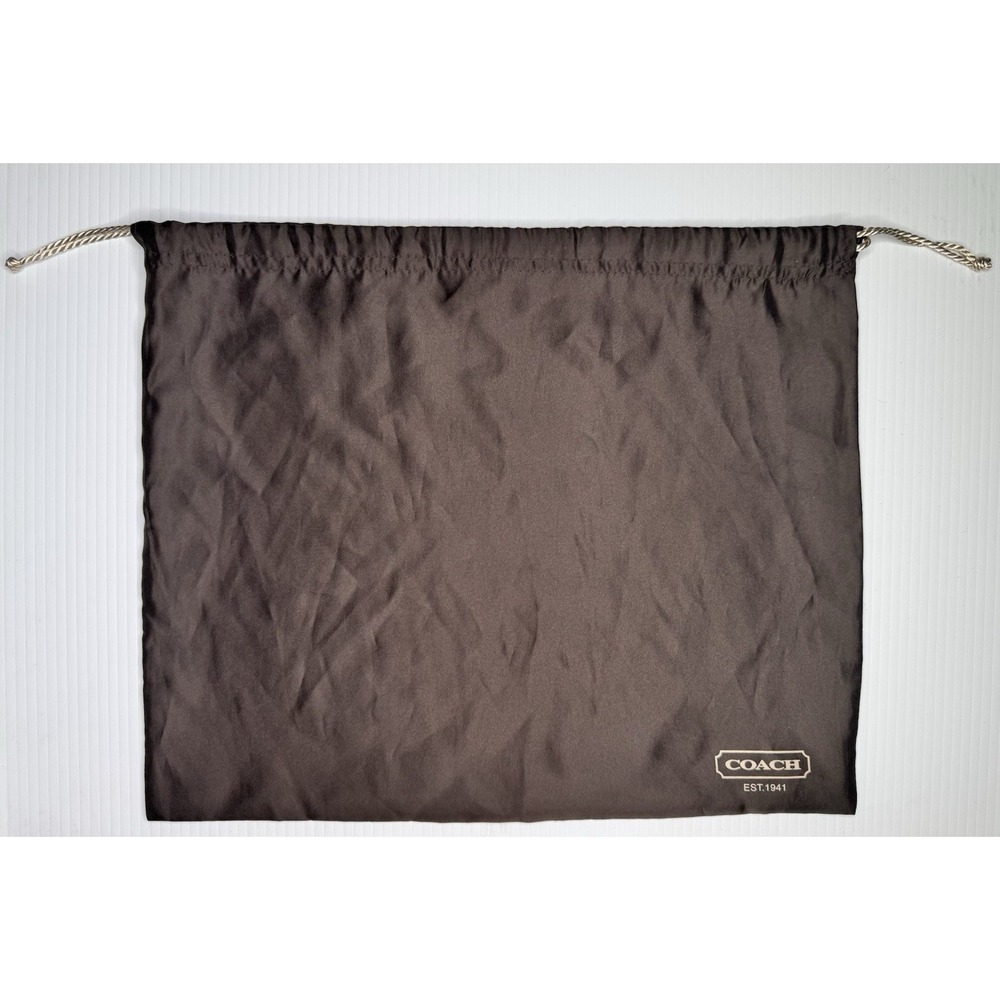 Large Coach Est 1941 Brown Drawstring Dust bag 16" x 13" Logo Accent Lightweight